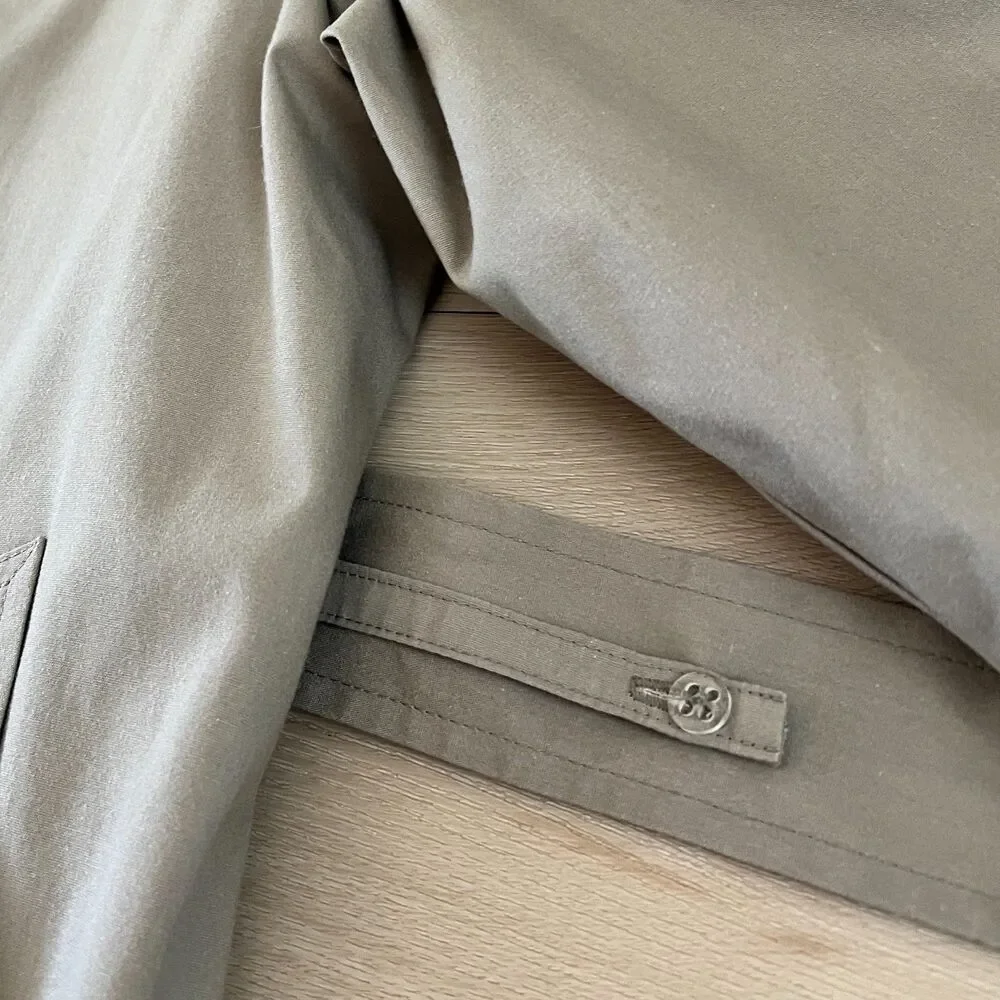Vintage 60s London Fog Men's Size 42 Short Light Grey Khaki Classic Trench Coat